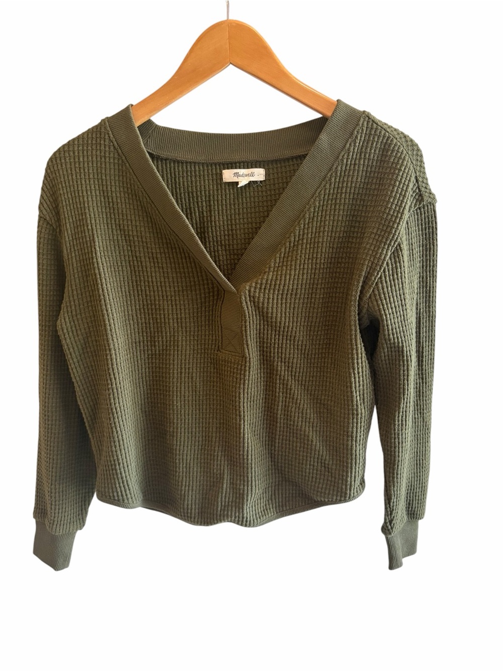 Madewell Brushed Waffle V Neck Tee - Picture 2 of 7